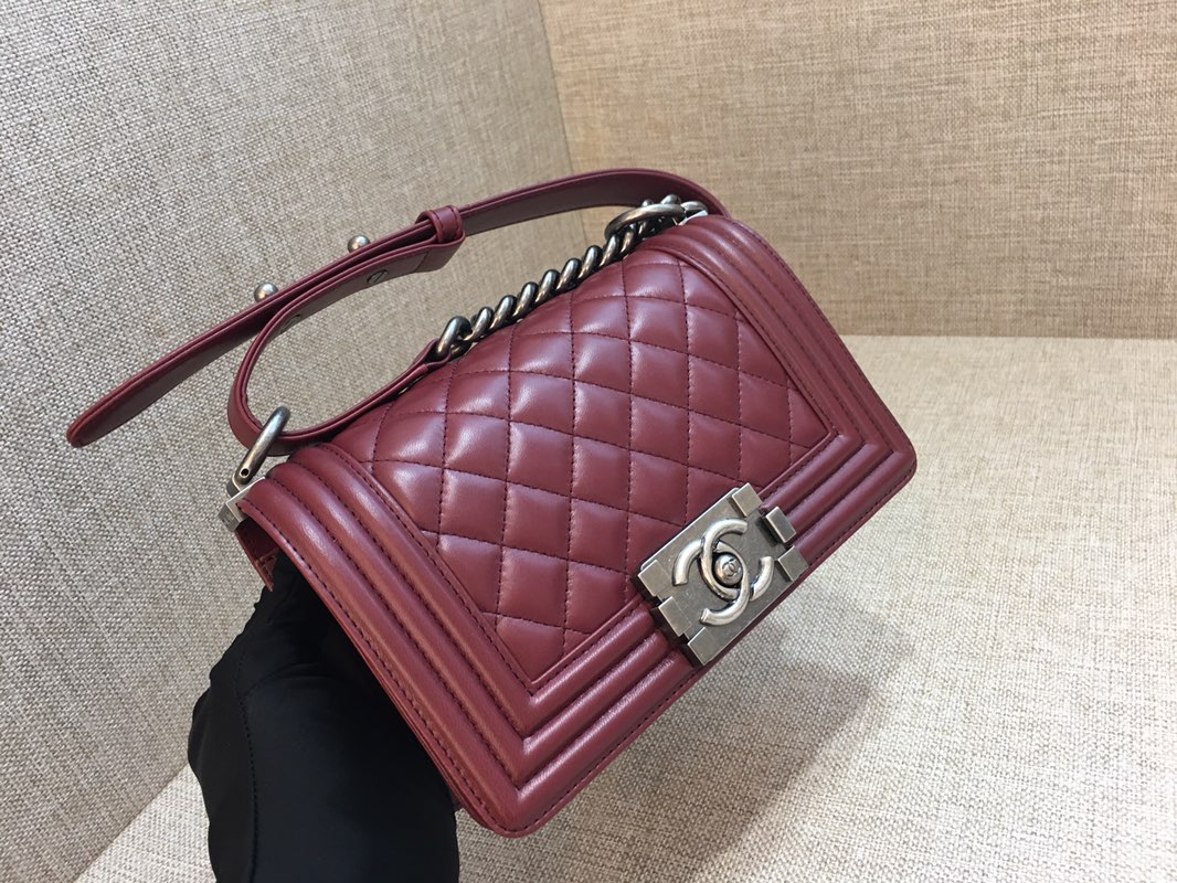 Lambskin Small Boy Handbag Flap Bag A67085 Burgundy